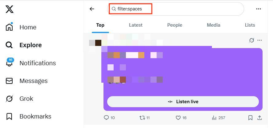 find Spaces on X web
