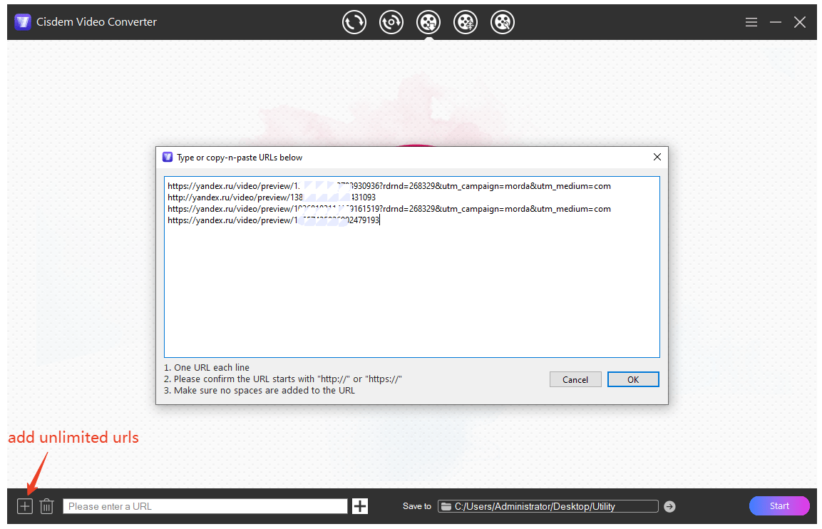 add multiple urls