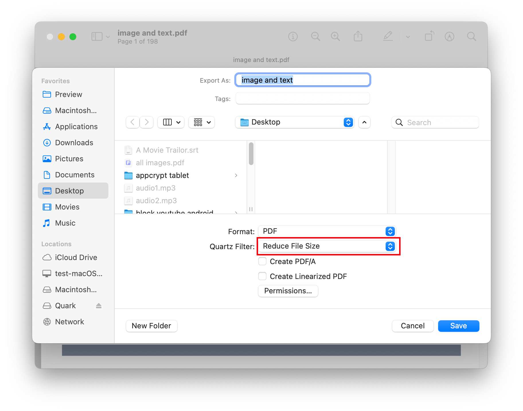 reduce pdf file size mac preview