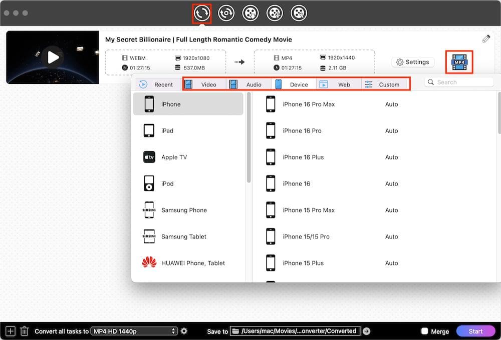 convert movies to compatible format