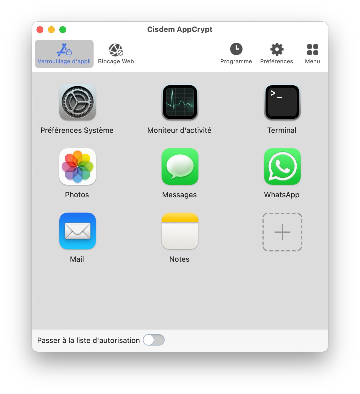 verrouillage d'application