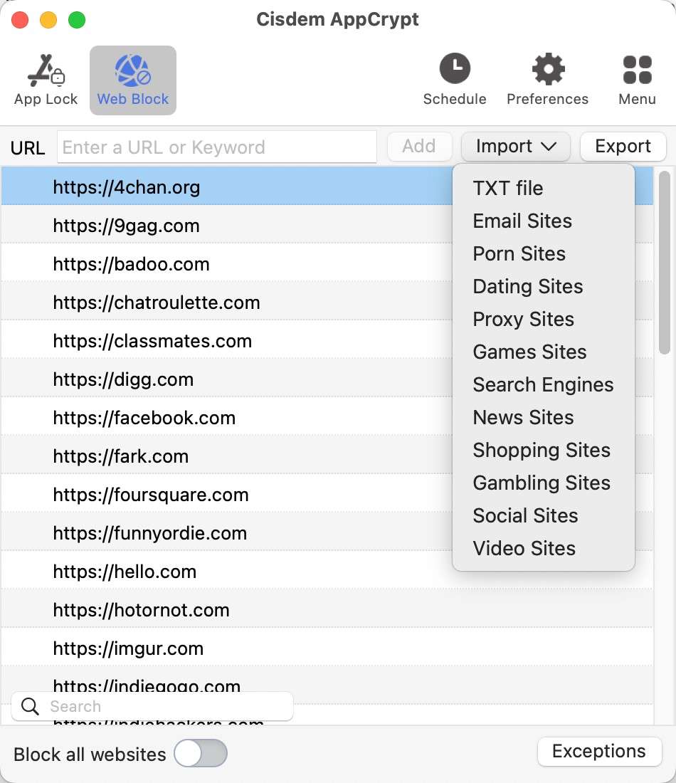 add websites