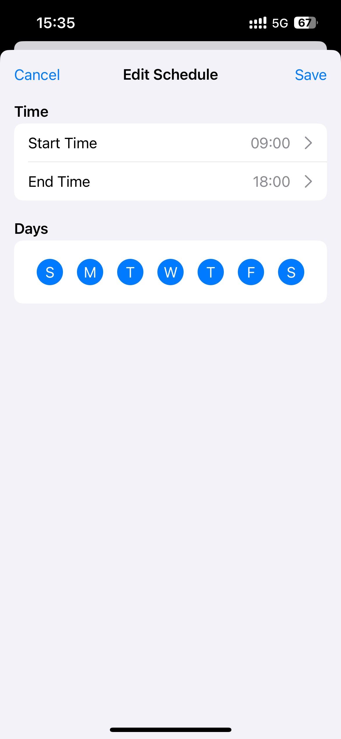 set schedule