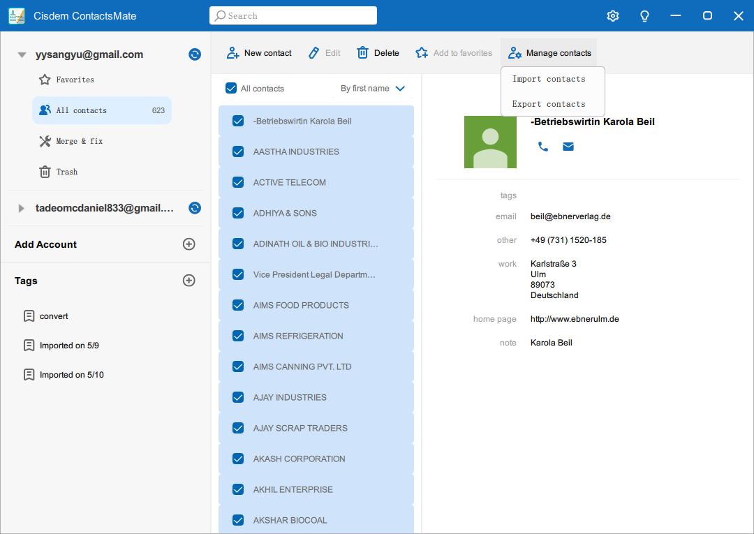 manage contacts