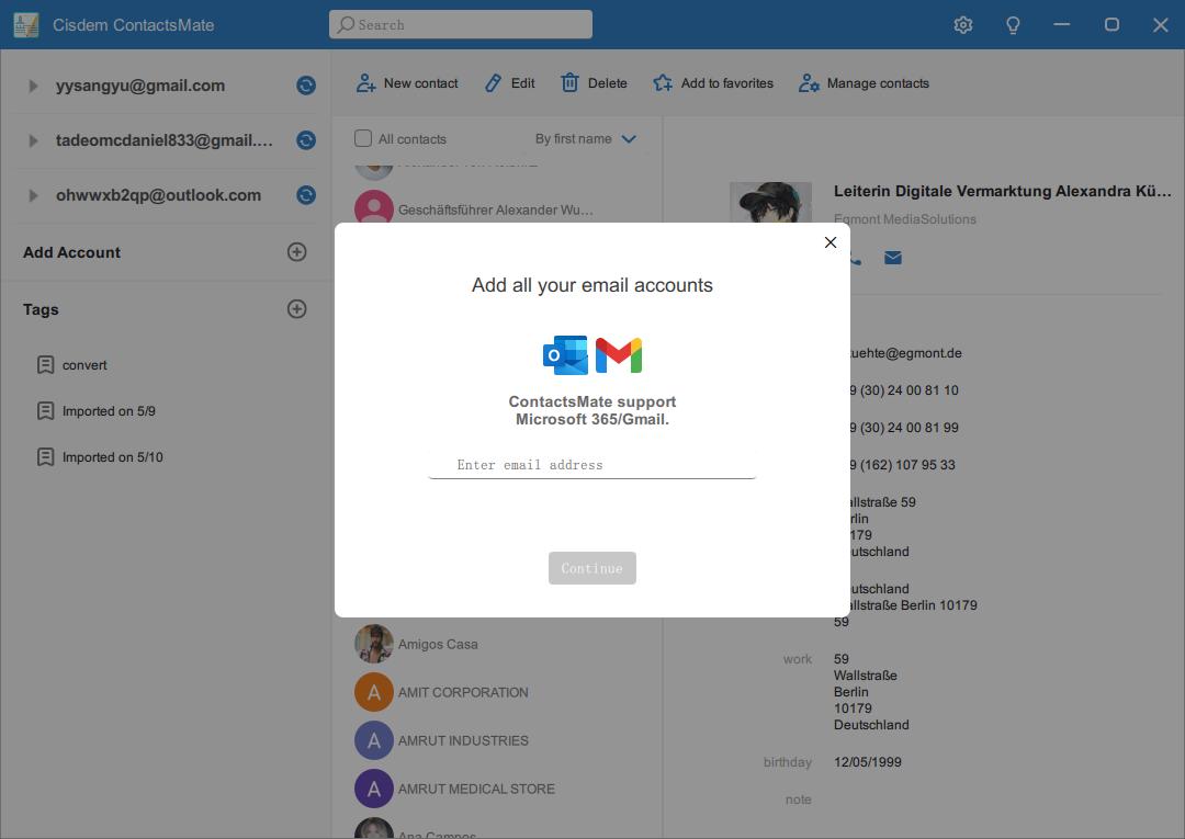 add Outlook account