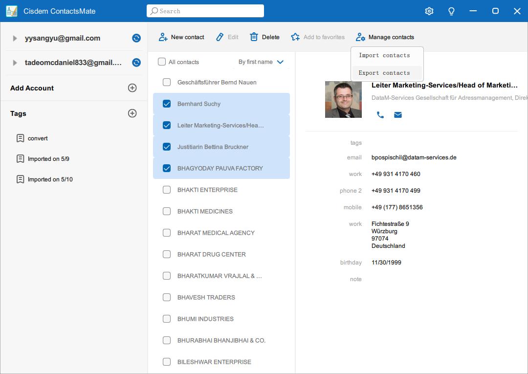 manage contacts