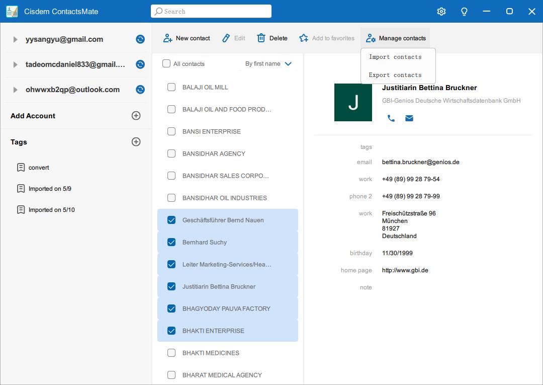 manage contacts