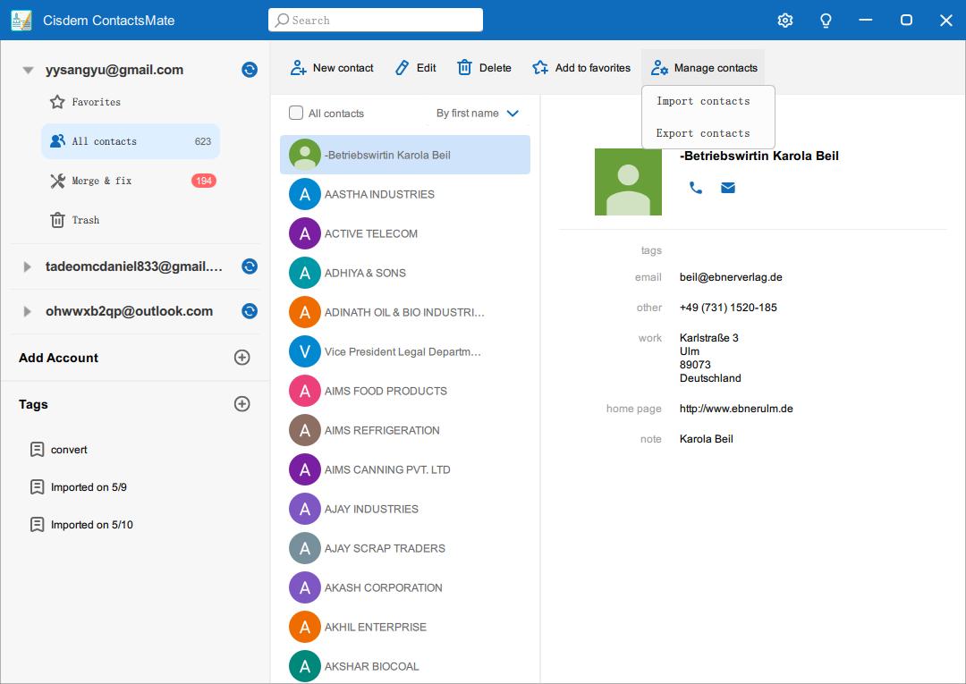 click import contacts