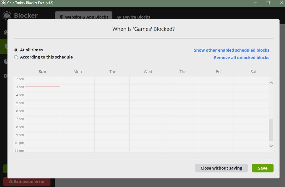 select According to this schedule