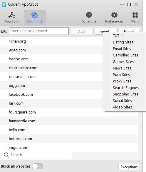 block social sites with 1-click