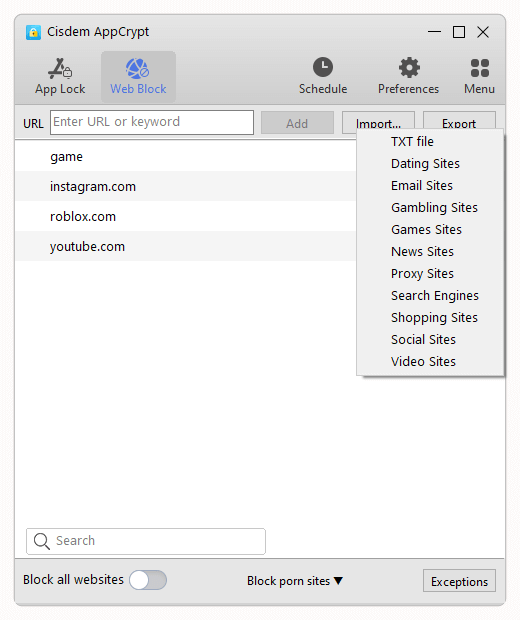 block distracting websites