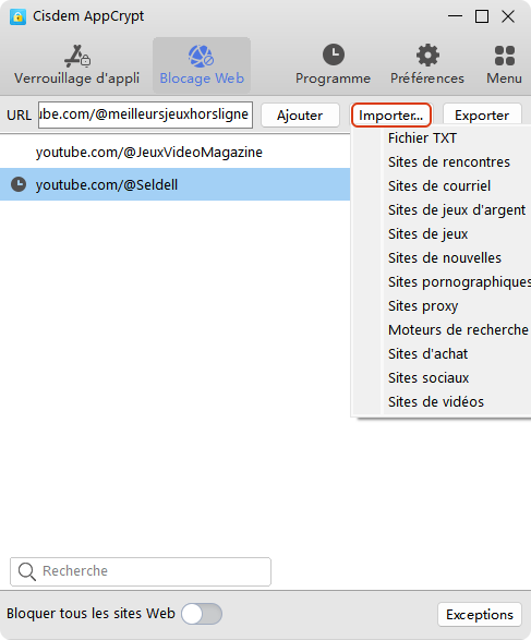 blocage web sites jeux vidéos cisdem