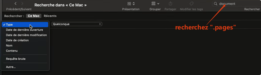 récupérer fichier pages non enregistré mac