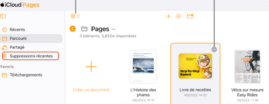 comment récupérer fichier page sur icloud