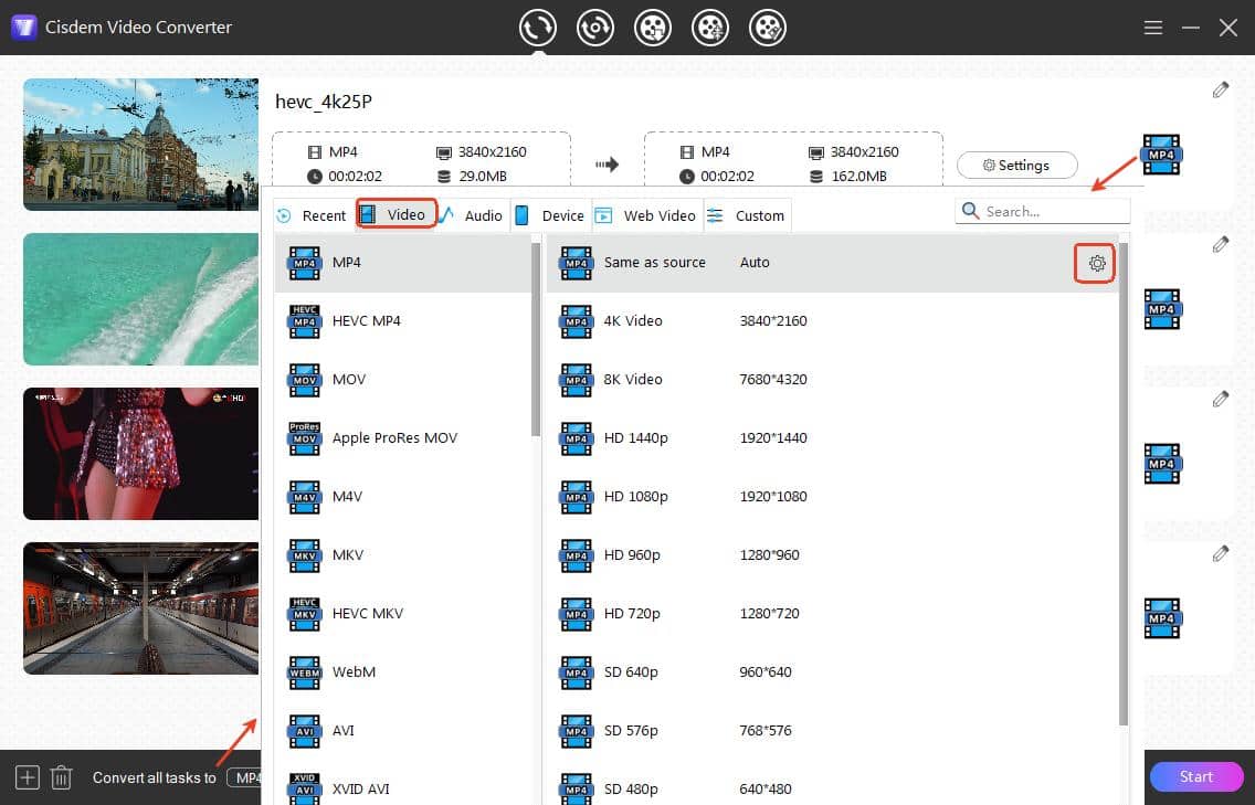 choose output format