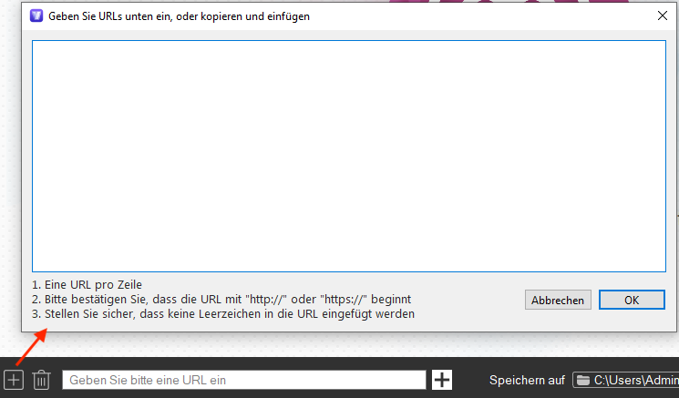 URLs stapelweise hinzufügen