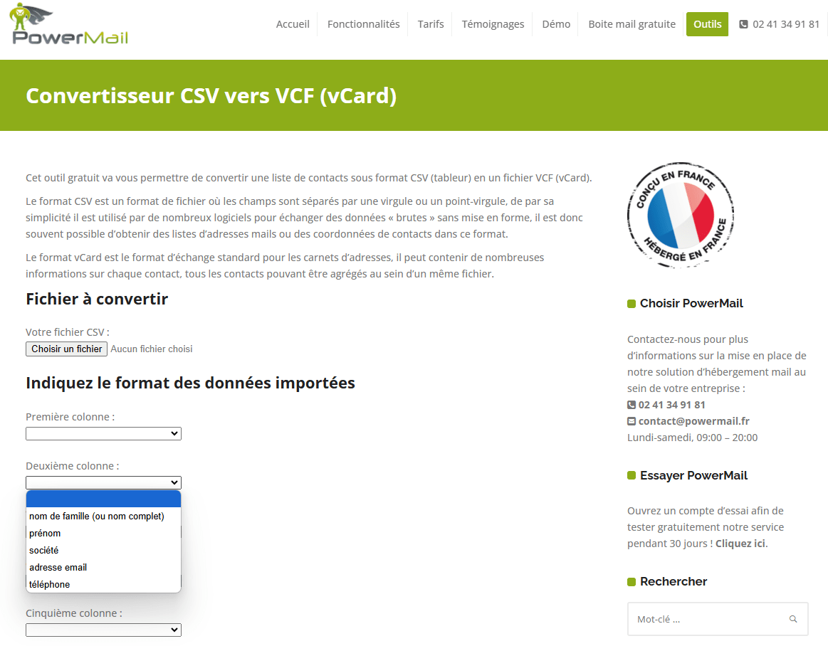 csv en vcard