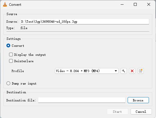 vlc convert 3gp to mp4