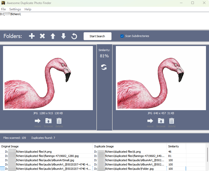 Awesome Duplicate Photo Finder résultat