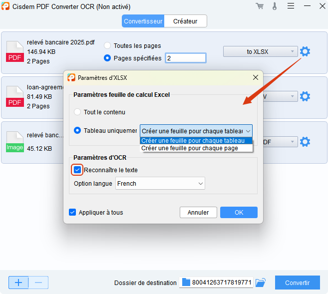 convertir relevé bancaire PDF en Excel cisdem