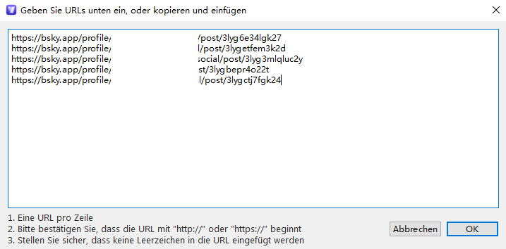 mehrere URLs hinzufügen