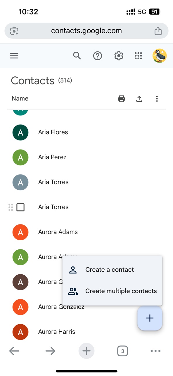 create multiple contacts