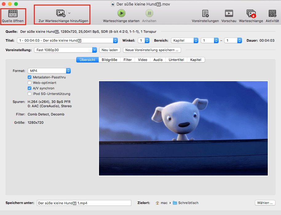 MOV-Videos in MP4 stapelweise umwandeln