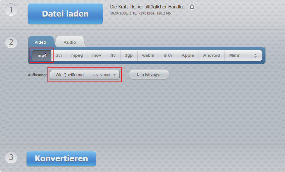 Eine MOV-Datei hinzufügen