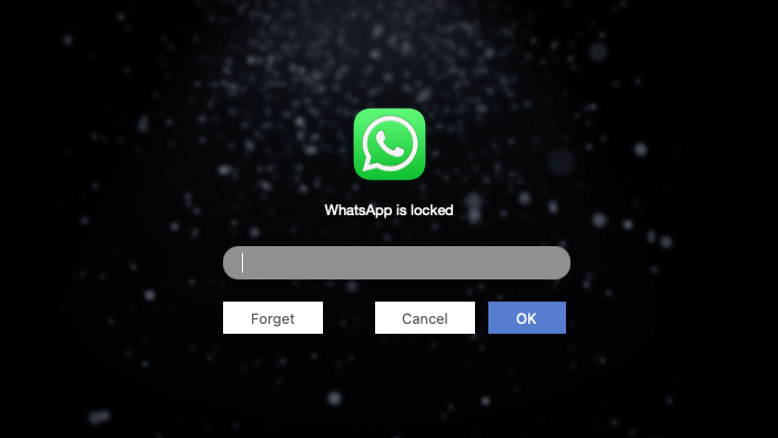 a screen displaying a message saying that WhatsApp is locked