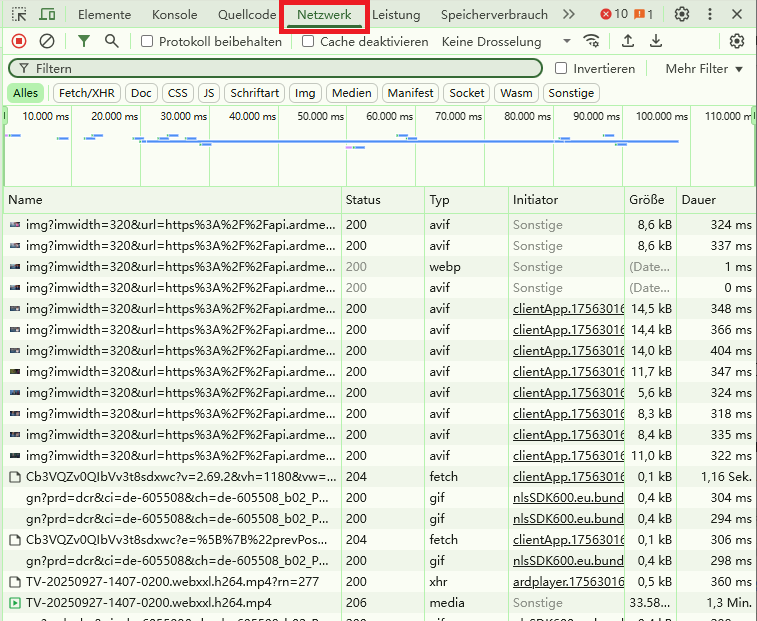 auf die Schaltfläche "Netzwerk" klicken