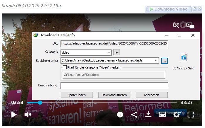 Speicherort und andere ändern