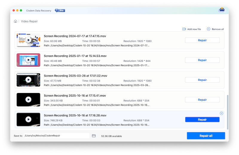 repair recordings cisdem