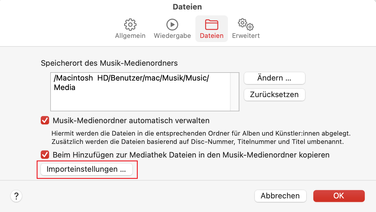 mp4 zu mp3 auf mac itunes einstellung