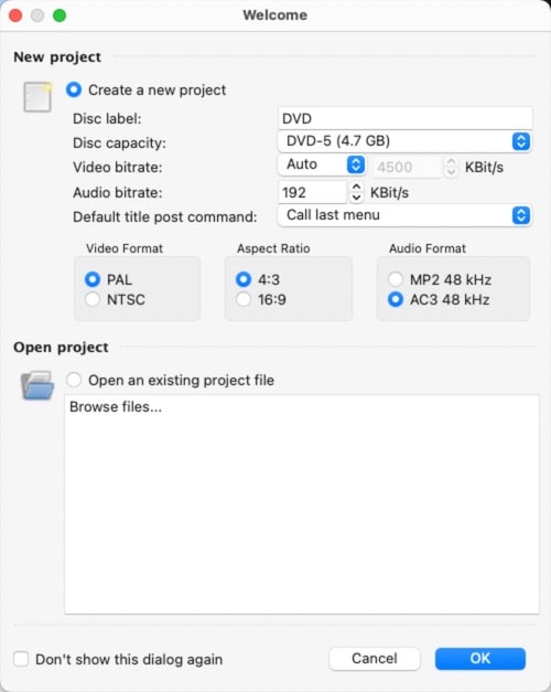 welcome window dvdstyler