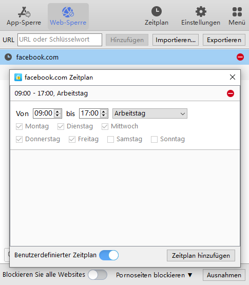 Facebook ist ausgewählt