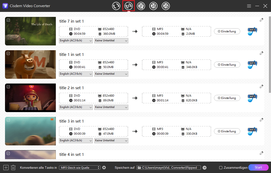 DVD-Video zu Cisdem hinzufügen
