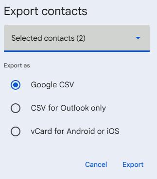 select export format