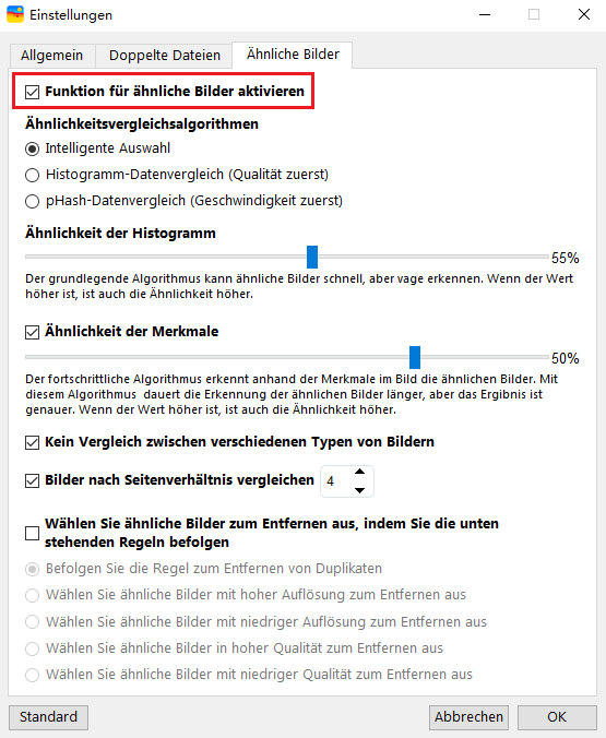 Funktion „Ähnliche Bilder“ aktivieren