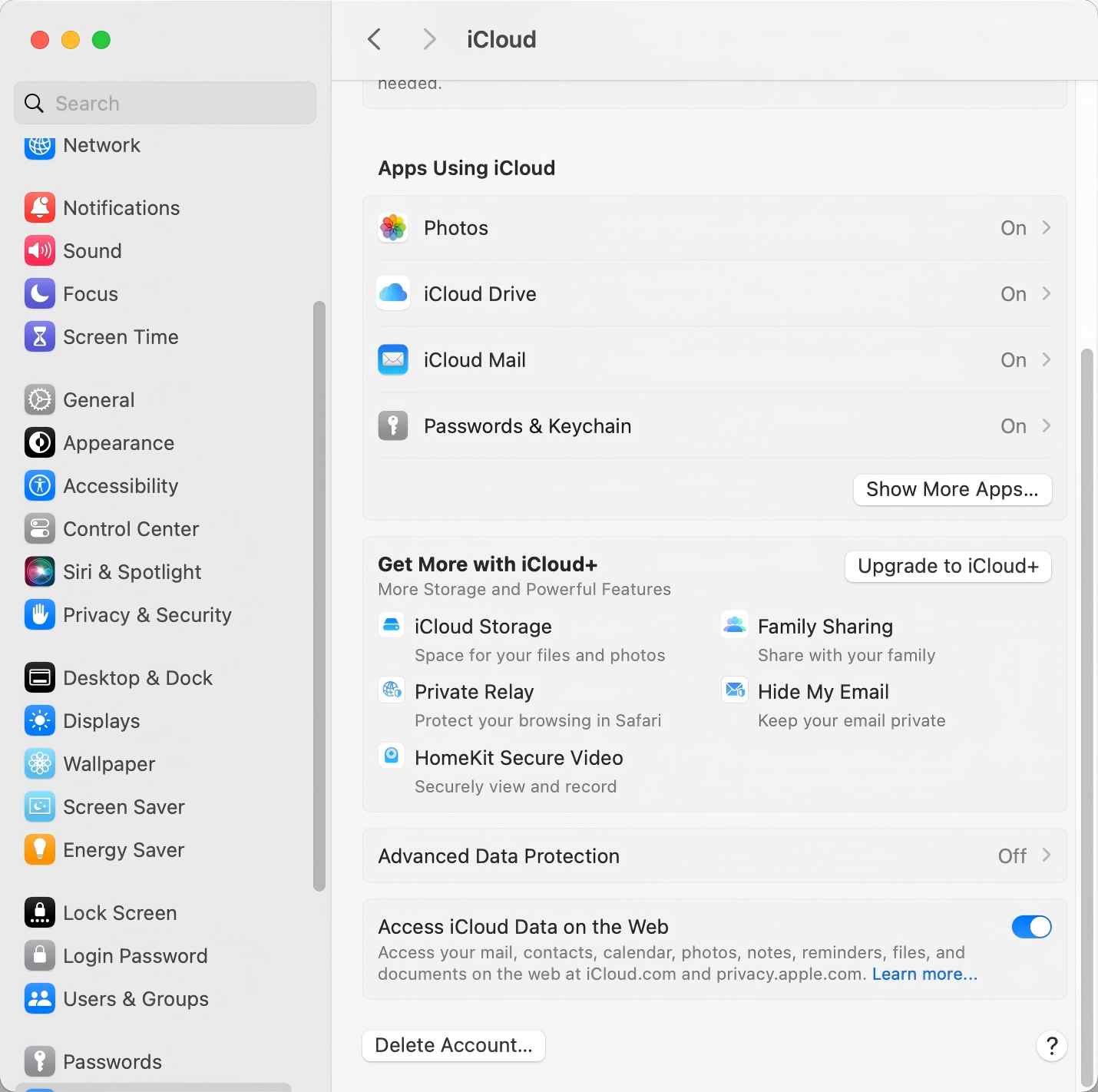 internet accounts window