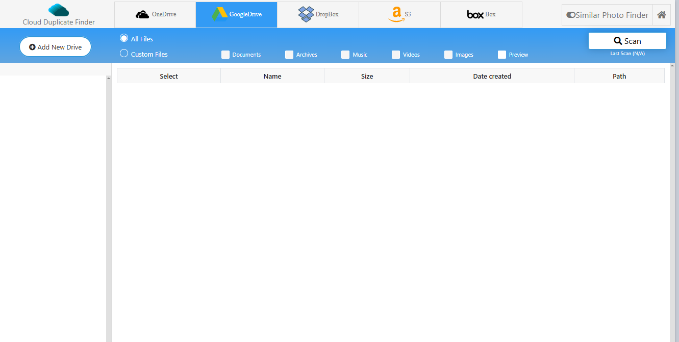 Google Drive ist ausgewählt