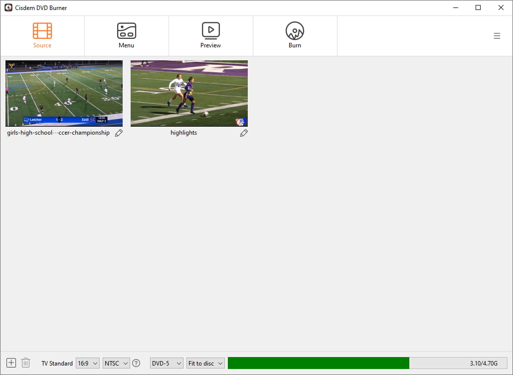 video soccer footage