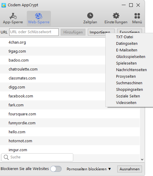 Blockieren von Websites in Opera unter Windows