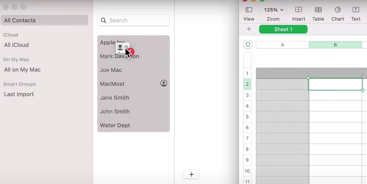 drag and drop contacts