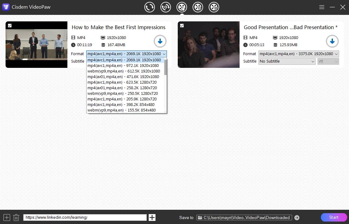 choose video quality level