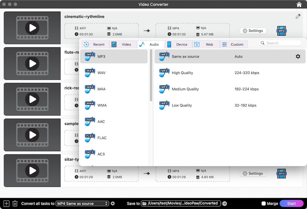 choose mp3 as the output format