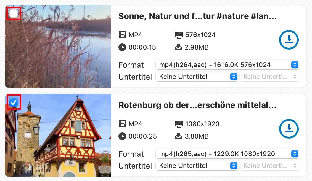 choose needed videos