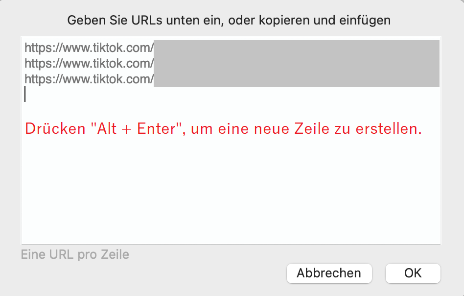 parse multiple tiktok urls