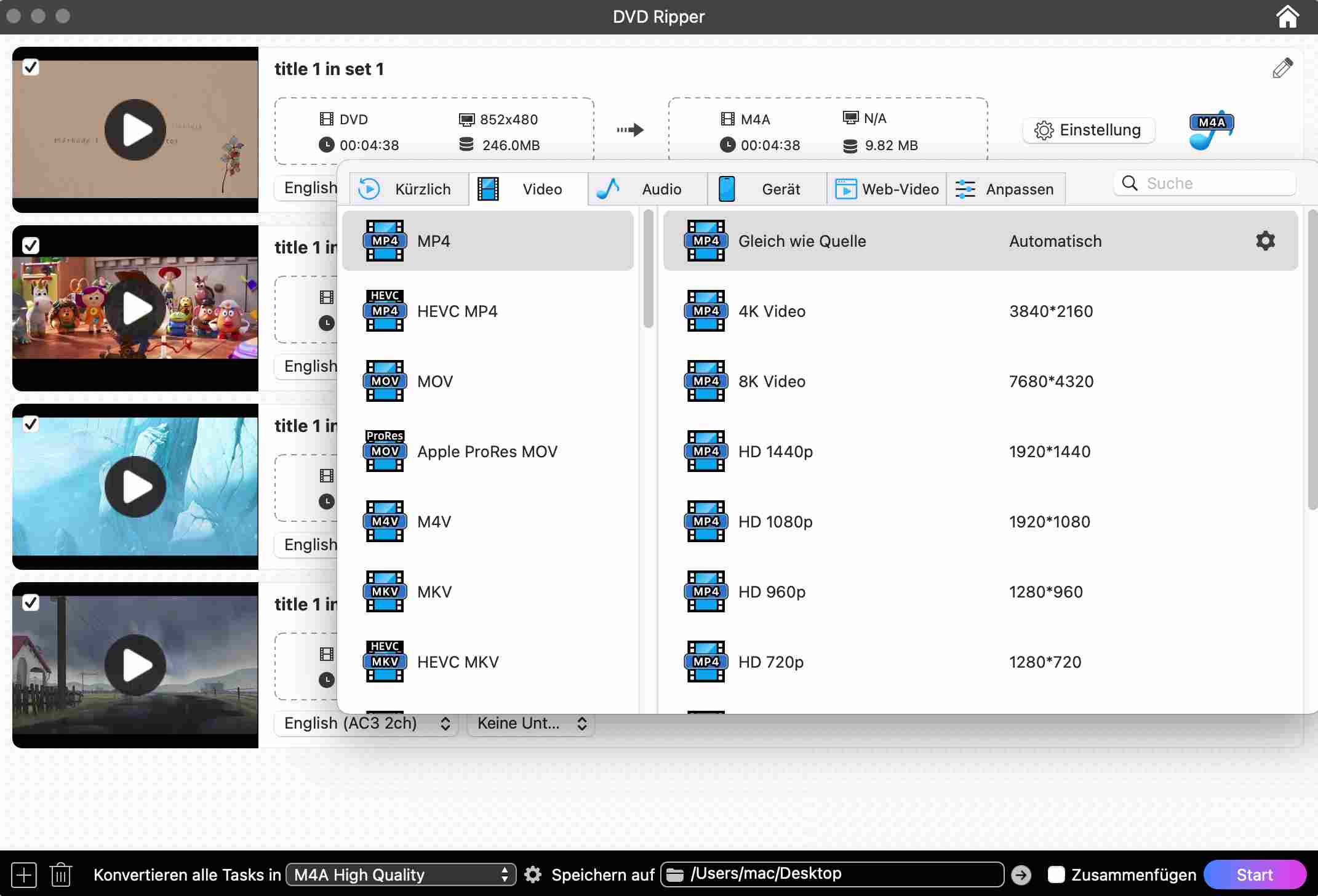 Format für DVD wählen cisdem