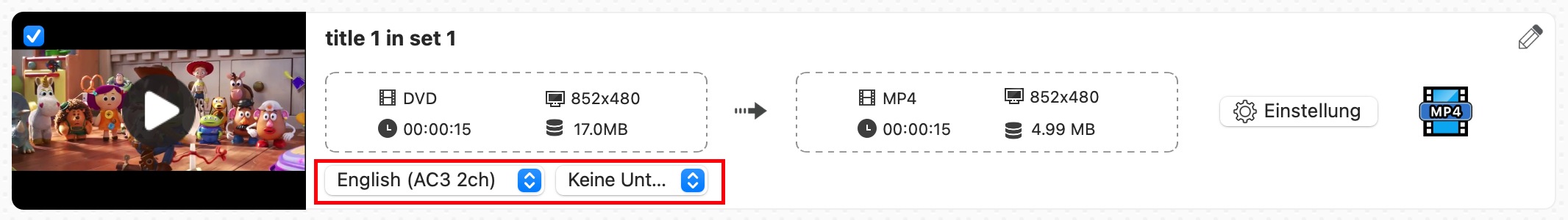 Titel und Sprachen auswählen cisdem