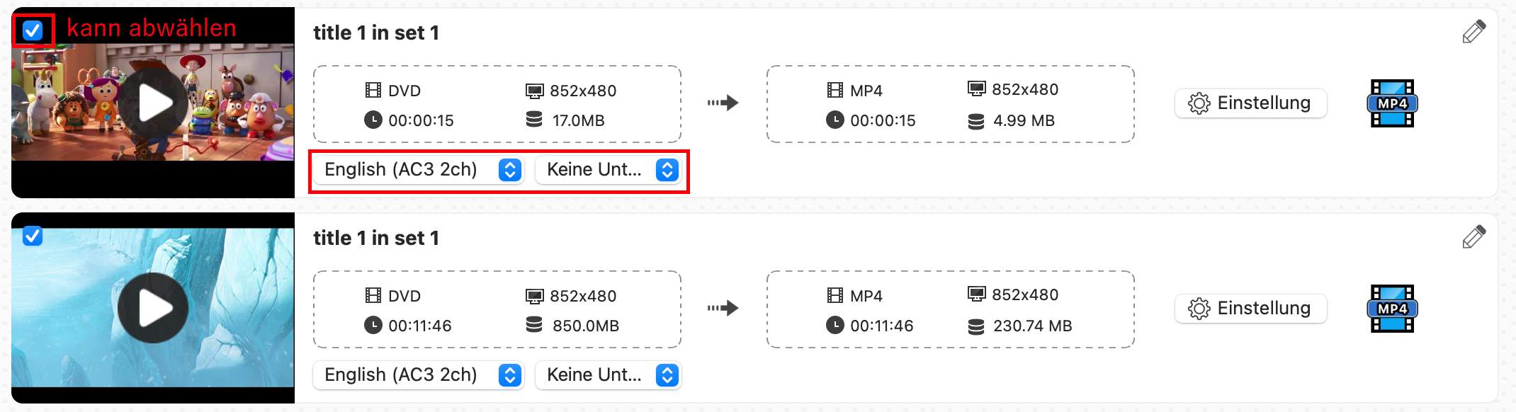 choose titles and track